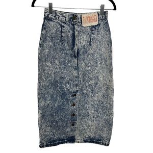 Vintage BONGO Acid Wash Denim Pencil Skirt